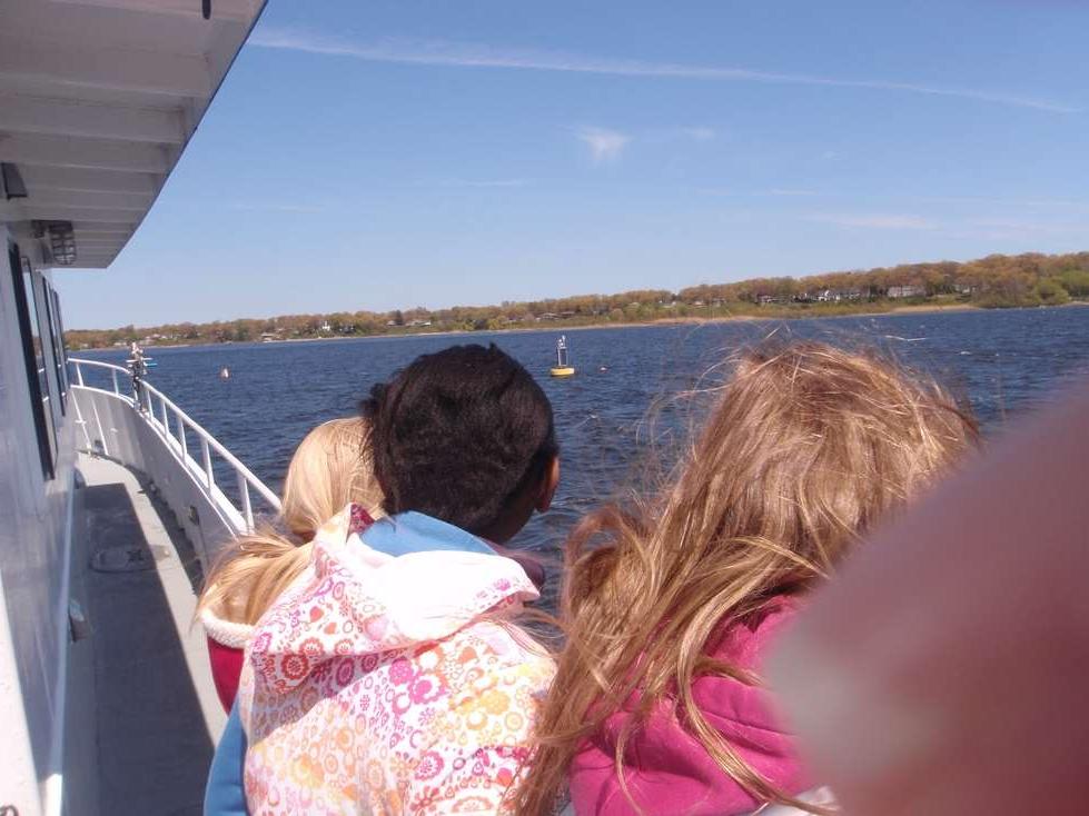 Students onboard the WG Jackson visiting the buoy